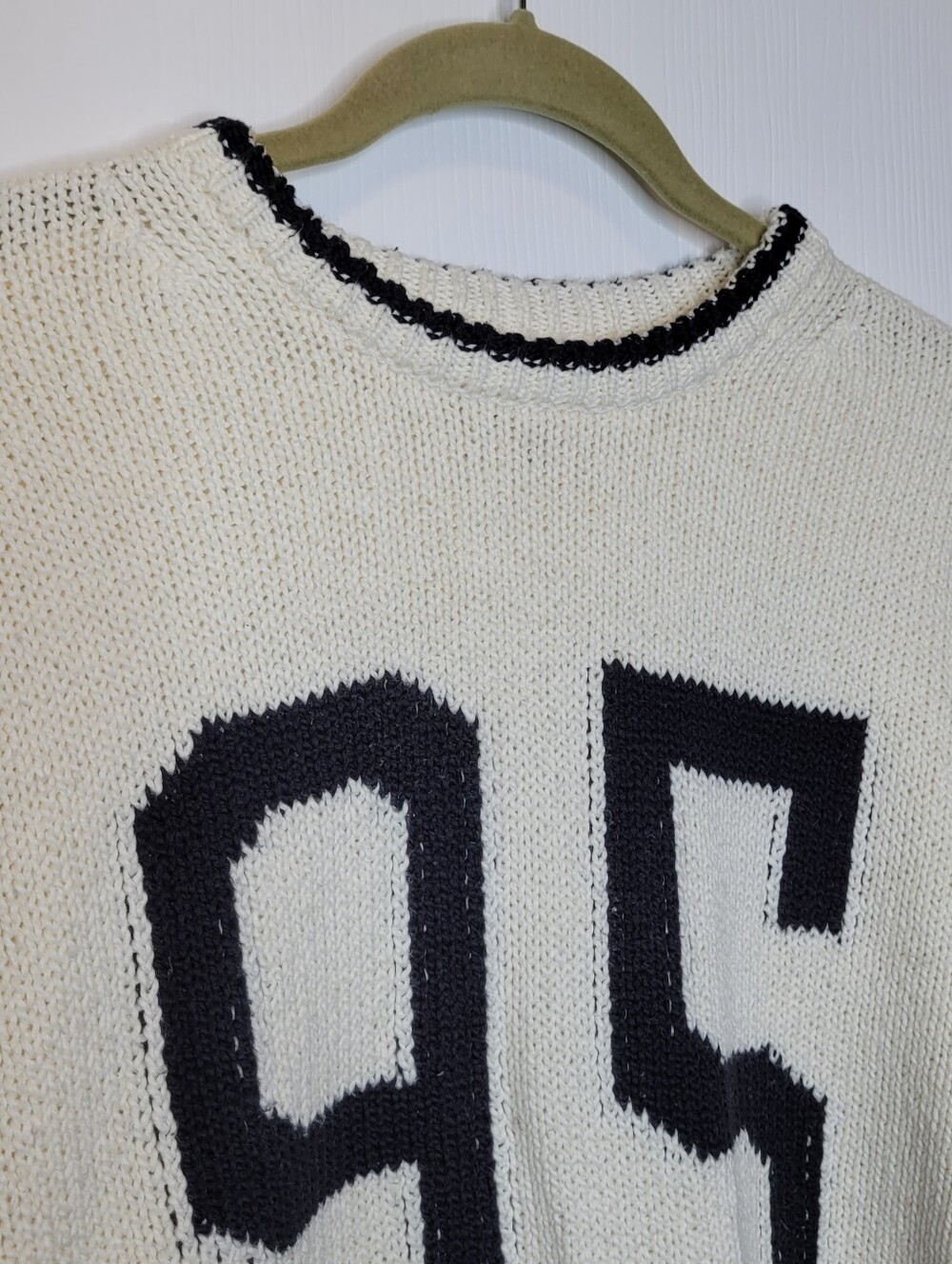 Anthropologie Porridge 95 Varsity Sweater L Cream Preppy - Picture 3 of 7